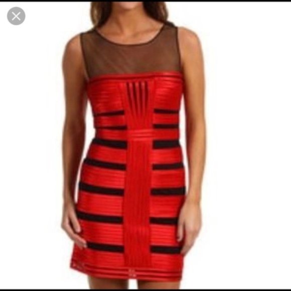 BCBGMaxAzria Black and Red Bandage Dress - Picture 1 of 4